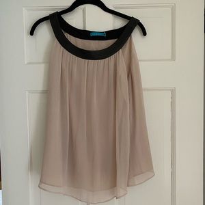Alice and olivia chiffon and leather tank